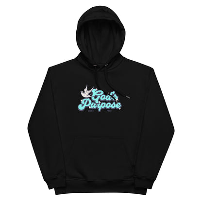 Unisex God's Purpose God's Plan Premium Eco Hoodie – Blue Lettering