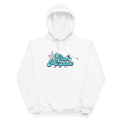 Unisex God's Purpose God's Plan Premium Eco Hoodie – Blue Lettering